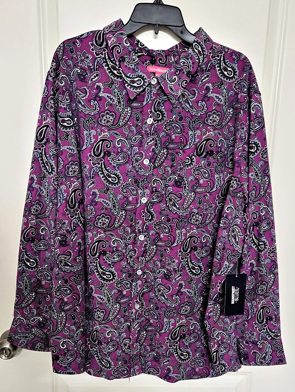 Woman Within Paisley Blouse in Purple & Black Size 3X
